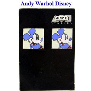 Vintage Andy Warhol Disney 1994 ACME Studios Mickey Mouse Blue White Earrings